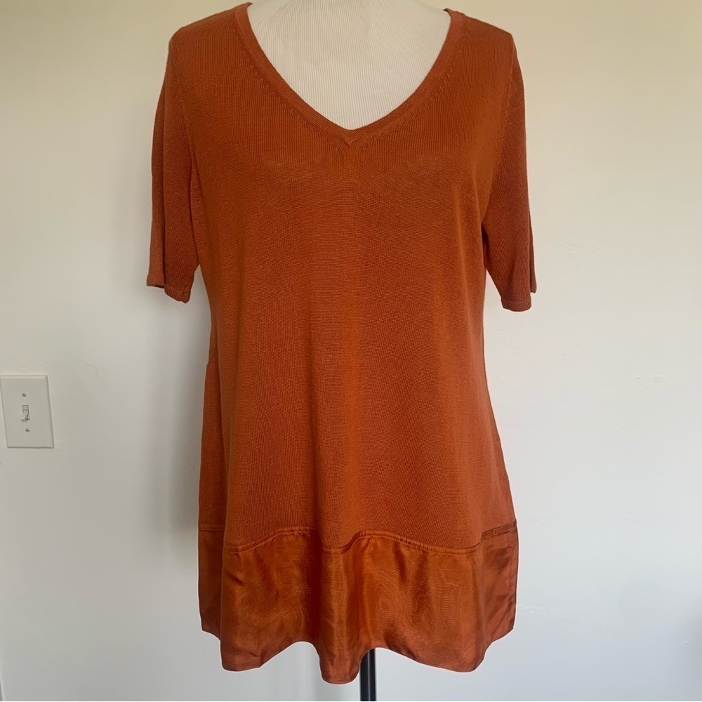 Soft surroundings rust silk knit top